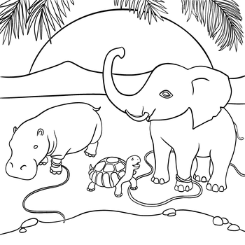 Die Wasserschildkröte, das Nilpferd und der Elefant