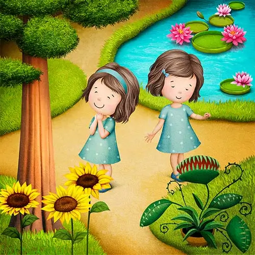 Agátka a Margarétka v botanickej záhrade