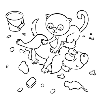 O psíčkovi a mačičke: Ako umývali podlahu